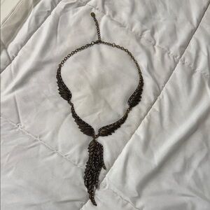Elegant Bronze Feather Necklace